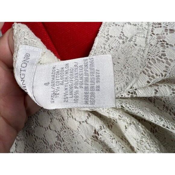 Worthington Elegant Lace Dress Size 4 Color Ivory/Silver - Picture 5 of 5